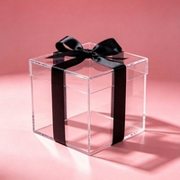 Boîte de présentation rectangulaire minimaliste personnalisable en acrylique avec couvercle, boîte de présentation de cadeaux en acrylique transparent pour anniversaire