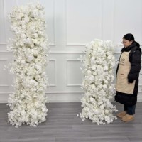 2 pièces de piliers floraux en faux rose et pivoine blanche, décoration florale pour mariage, supports floraux pour fête de fiançailles, banquet, décoration d'événements