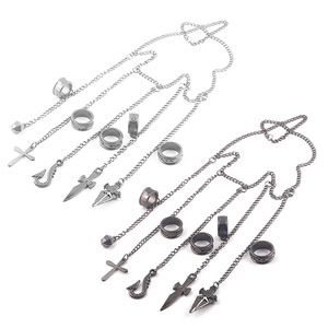 2 Modelli di <span class=keywords><strong>Anelli</strong></span> Cosplay <span class=keywords><strong>Anime</strong></span> Hunter X Hunter, Anello a Cinque Dita con Catene, Bracciale Speciale Kurapika, Accessori Gioielli - Product Image 1