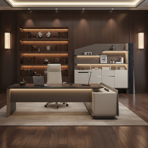 Bureau de direction moderne en L pour ordinateur, poste de <span class=keywords><strong>travail</strong></span> de luxe pour PDG, mobilier de maison design - Product Image 3