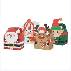 메리 크리스마스 캔디 크리 에이 티브 머핀 박스 스퀘어 캐리 선물 상자 핸드 케이크 과자 상자 홈 크래프트 종이 음식에 대한 크리스마스 장식