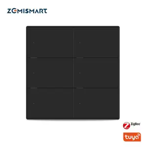 Zemismart 6帮派图亚紫蜂黑色断路器，带中性推动壁灯开关智能东西阿列克谢谷歌家庭控制
