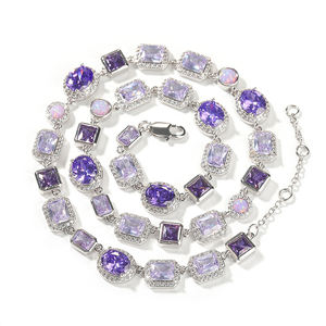 Uwin collezione di cristallo Baby rosa gemma catena ametista CZ Bling bracciale Vintage viola opale gioielli alla moda per donna uomo - Product Image 2