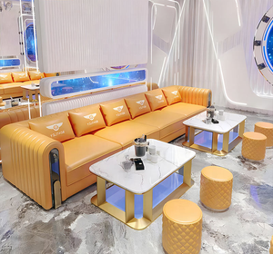 केटीवी रूम इंटीरियर डिजाइन क्लब फर्नीचर नाइट क्लब लाउंज बार काउंटर टेबल अनुचर चमड़े के नाइट क्लब सोफा - Product Image 3