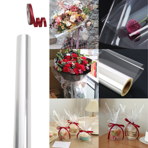 Rotolo di Pellicola OPP Trasparente per Alimenti, Morbida, Resistente all'Umidità, Superficie Liscia, Stampata in Intaglio per Confezioni di Fiori e Regali - Product Image 3