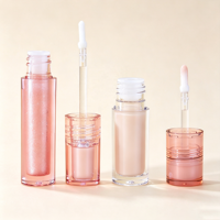 Gloss à lèvres scintillant, rouge à lèvres liquide, gloss pailleté, applicateur Doe Foot, tube transparent, marque privée, teinte rose nude pour le maquillage