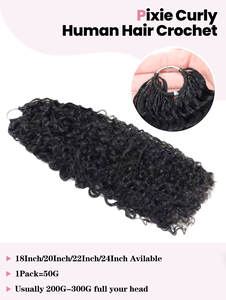 Nouvelles extensions de cheveux humains bouclés Pixie à pointe effilée pour tressage au crochet, 100g - Product Image 5