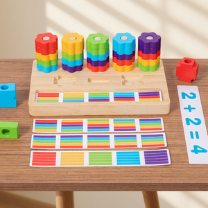 Brinquedo Educativo Montessori de Contagem de Flores, Tabuleiro de Equações Matemáticas para Classificação de Cores, Blocos de Empilhamento para Crianças - Product Image 2