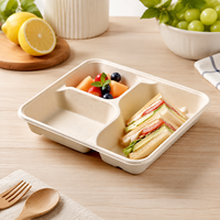 Boîte alimentaire en canne à sucre Kraft 1100ml 37oz 1400ml 47oz 3 4 5 compartiments sans revêtement, boîte à lunch, vente en gros, directement de l'usine, en vrac