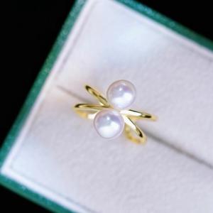 ขาตั้งเครื่องประดับเงินแท้ S925 สำหรับงาน DIY พร้อมลูกปัดกลมขนาด 8-10 มม. รุ่น 1866-ขาตั้งเปล่าสำหรับแหวนไข่มุกคู่ - Product Image 3