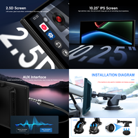 Podofo 10.25 "2 + 32G Android Portable sans fil Carplay écran Android Auto autoradio Autoradio stéréo GPS Wifi TYP-C vente en gros
