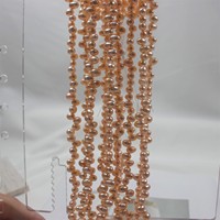 Chaîne de perles d'eau douce de 5-6 mm, forme de riz, percées, couleur orange, pour la fabrication de bijoux faits main, fournitures en gros