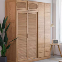 Armoire de chambre moderne en panneaux de particules avec portes battantes à persiennes, durable et écologique, pour villa et salon domestique