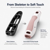 Empuñadura de Silicona LSR Antideslizante de Tacto Suave Personalizada OEM ODM para Dispositivos de Belleza, Moldeada sobre Plástico para Equipos de Cuidado Personal