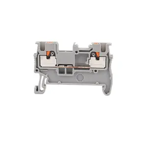 PT 1.5 2.5 4 6 10 16 One In Two Out Push In Line Spring Ground Connection DIN Rail Screw Plastic Brass Terminal Block
