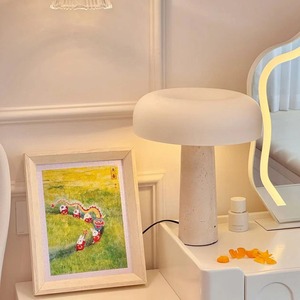 Lámpara de mesa con forma de hongo, base de travertino, bombilla LED E27, 220V, control de interruptor, para dormitorio, sala de estar, estudio, luz decorativa - Product Image 3