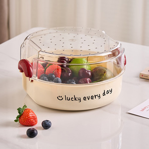 Fruit Dish With Clip On Lid Round Solid Color For Party Food Storage Container Lucky Every Day Design - Product Image 2