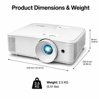 Proyector Empresarial Optoma YDW5512 DLP 720P para Aulas, 3800 Lúmenes con Contraste de 22000:1 y Vida Útil de Lámpara de 12000 Horas
