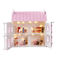 Rumah Boneka Kayu Besar Sweetheart Cottage Dengan Perabotan |   Rumah Boneka Kayu 3 Lantai untuk Anak Laki-Laki & Perempuan - Cocok untuk Usia