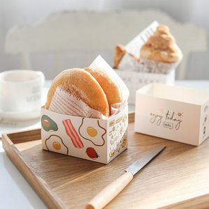 Maßgefertigte Papierbox Premium Biologisch Abbaubare Hamburger-Brot-Sandwich Recycelbare Kuchen-Gebäck-Verpackung Sushi Takeaway Lebensmittelverpackung - Product Image 1