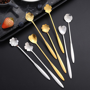 Cuillères à café et à dessert en acier inoxydable SYH1219 en gros, motif petit cœur de rose et fleur de cerisier, pour mélanger le lait et le café, dégustation de thé - Product Image 1