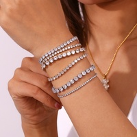 Haute qualité 18K plaqué or acier inoxydable zircon cubique bijoux femmes collier Bracelet ensemble 2/3/4/5mm Zircon CZ chaîne de Tennis
