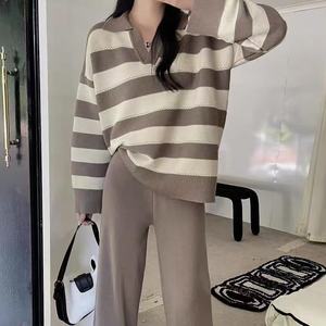 Recién llegado, trajes informales de manga larga para mujer con cuello vuelto, tejido de punto suave, bloque de Color cálido para invierno - Product Image 2