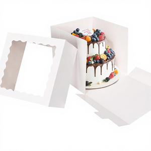 กล่องเค้กทรงลูกบาศก์ Moretoes 16 ชิ้น ขนาด 12x12x12 นิ้ว ทำจากกระดาษแข็ง ใช้แล้วทิ้ง แข็งแรง มีฝาปิดแบบมีหน้าต่าง สำหรับวันวาเลนไทน์และวันแม่ - Product Image 1