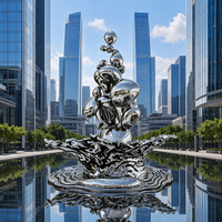 Sculpture Moderne Abstraite en Acier Inoxydable Poli Effet Miroir Éclaboussures d'Eau et Bulles, Couleurs Personnalisables, Luxe pour Aménagement Paysager et Usage Commercial
