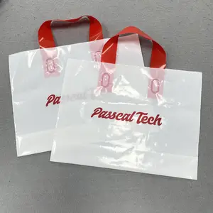 Customized Printed Your Own Brand Design/Logo Reusable Plastic Bags Shopping Carrying Package Packing Bag With Soft Loop Handle