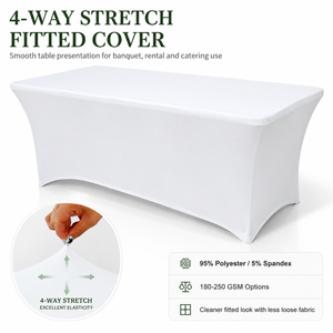 Custom Color Ivory 90 Inch <b>Round</b> Spandex <b>Table</b> <b>Cover</b> Stretch Fitted <b>Table</b> Cloth Party - Product Image 4