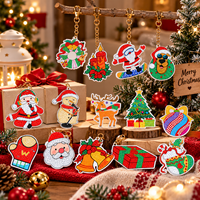 Kit DIY de porte-clés de Noël à peinture diamantée en acrylique, 15 motifs, avec stylo, cire et plateau, pour cadeau, décoration intérieure, vente en gros