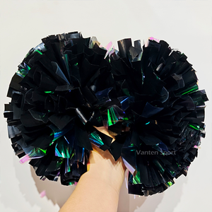 Pompons de cheerleading métalliques personnalisés en gros pour fabricants, pompons holographiques néon scintillants pour équipes scolaires et équipes All-Star - Product Image 1