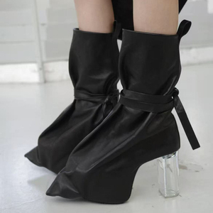 Women Custom Styles Ankle Boots High Chunky Glass Heels <b>Shoes</b> Lace up Short Thick Platform Booties - Product Image 6