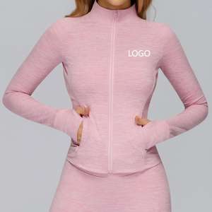 Long Sleeve Front Logo Skinny Fit Eco-Friendly Activity Wear Outdoor Full Zipper Yoga Sports Quick Drying Sweat Stand Collar - Product Image 6