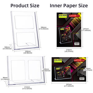 Porte-affiche en plastique transparent A4 vertical en forme de L Cadres photo <span class=keywords><strong>Flyer</strong></span> Présentoir en papier pour bureau - Product Image 2