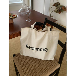 Redammcy – sac fourre-tout en toile blanc cassé, grande capacité, boucle magnétique, poche zippée, sac à bandoulière pour femmes, sac de banlieue décontracté - Product Image 4