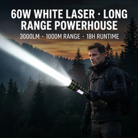 Linterna Láser Blanca Recargable, Linterna Portátil para Exteriores con Luz Lateral de Advertencia RGB para Camping, Rescate, Patrulla