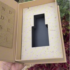 Book Shaped Rigid <b>Gift</b> <b>Box</b> Ivory Board Hot Stamping Logo Sponge Liner High End Craft Packaging - Product Image 1
