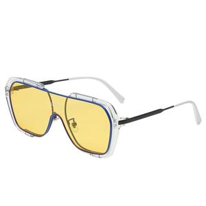 One-piece Large Frame Square Sunglasses Retro <strong>Yellow</strong> Sunglasses UV Protection Trendy <strong>Glasses</strong> - Product Image 1