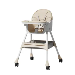 OEM儿童餐椅可折叠便携式婴儿高脚椅，带可调节托盘和安全带