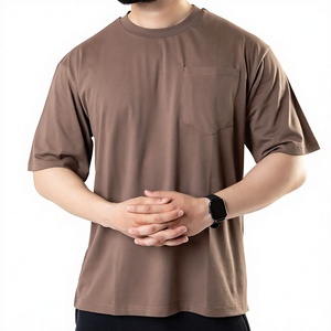 Camiseta de Algodón para Hombre, Color Marrón Sólido, Manga Corta, Cuello Redondo, Corte Regular, Tejido Jersey, Teñido Liso, Logotipo Frontal, Transpirable - Product Image 4