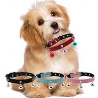 Kalung Hewan Peliharaan Kulit Sapi Berkualitas, Nyaman, Bernapas, dengan Lonceng, Lepas Cepat untuk Anjing dan Kucing Kecil - Retro Elegan Klasik