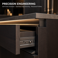 Fabricant d'armoires de cuisine sur mesure, style européen de luxe en charbon de bois, ingénierie de précision pour villa et hôtel