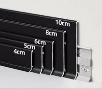 Plinthe de sol moderne en aluminium noir de 100 mm pour cuisine, profilé de finition, moulure de base en aluminium, moulure murale en vinyle, revêtement de sol