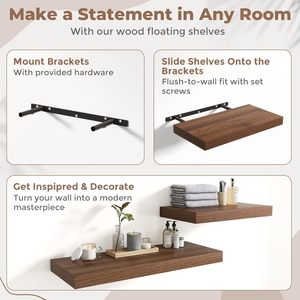 Estantes Flotantes Rústicos de <span class=keywords><strong>Madera</strong></span> <span class=keywords><strong>para</strong></span> Baño, Estantes de <span class=keywords><strong>Madera</strong></span> <span class=keywords><strong>para</strong></span> Montar en la Pared, Estante de <span class=keywords><strong>Madera</strong></span> Grueso de Estilo Industrial <span class=keywords><strong>para</strong></span> Cocina - Product Image 2