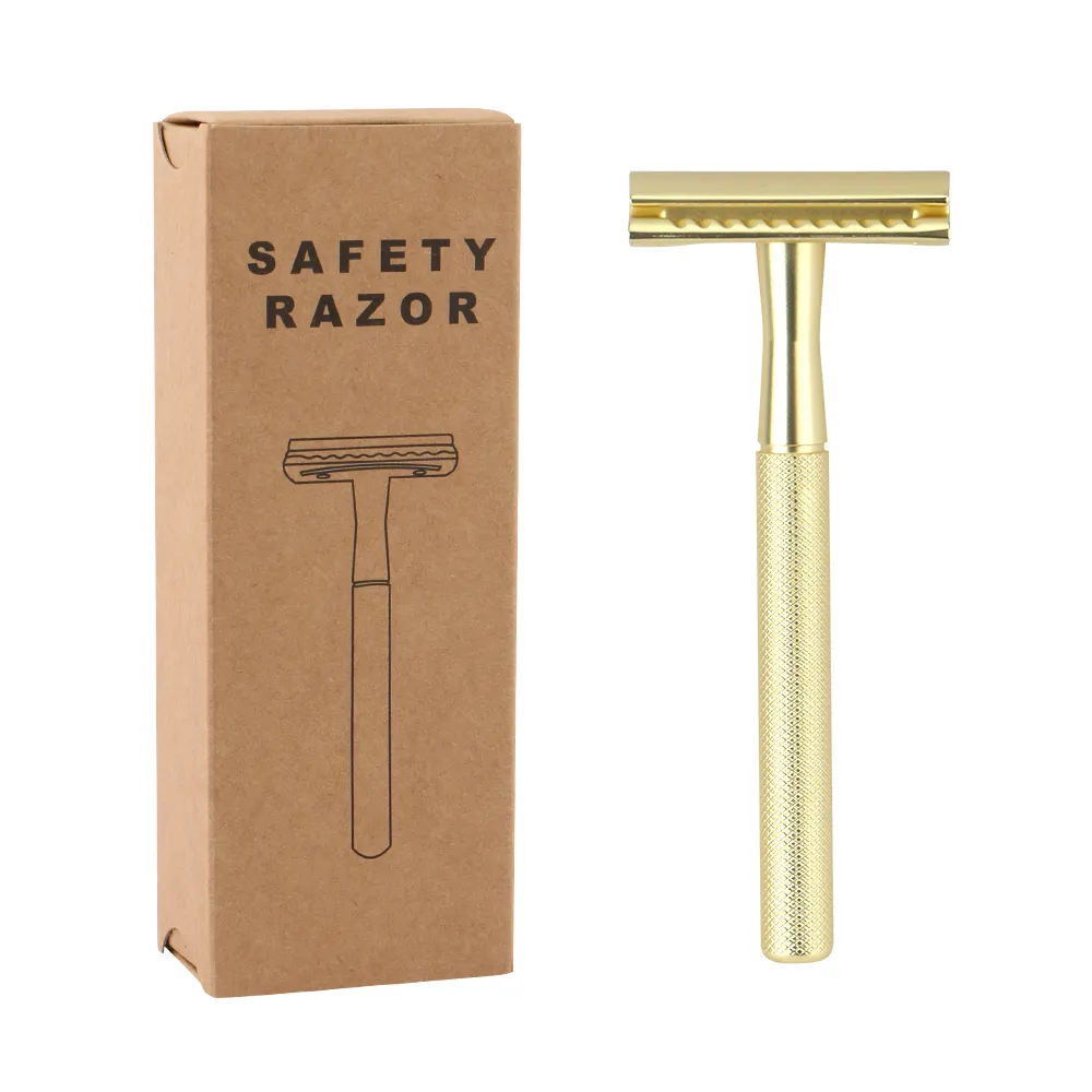 Eco friendly gold double edge blades safety razor premium brass handle safety razor for shaving