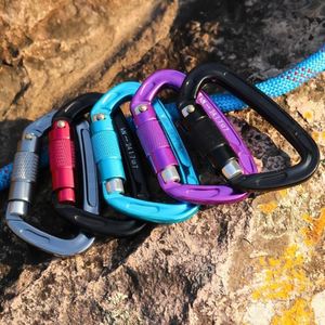 Safety Buckle Metal Aviation Aluminum D Shape Portable Climbing Carabiner <b>Hook</b> Clip Light Weight Auto Locking Mountaineering - Product Image 1