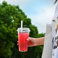 Gobelets jetables personnalisés Fangcan en plastique PET, calibre 98, 20 oz, anti-fuite, simples, pour boissons froides (jus/boissons glacées), pour fêtes et à emporter