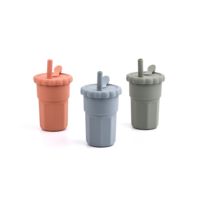 Gobelet d'apprentissage anti-fuite pour tout-petits, gobelet en silicone pour bébés avec paille